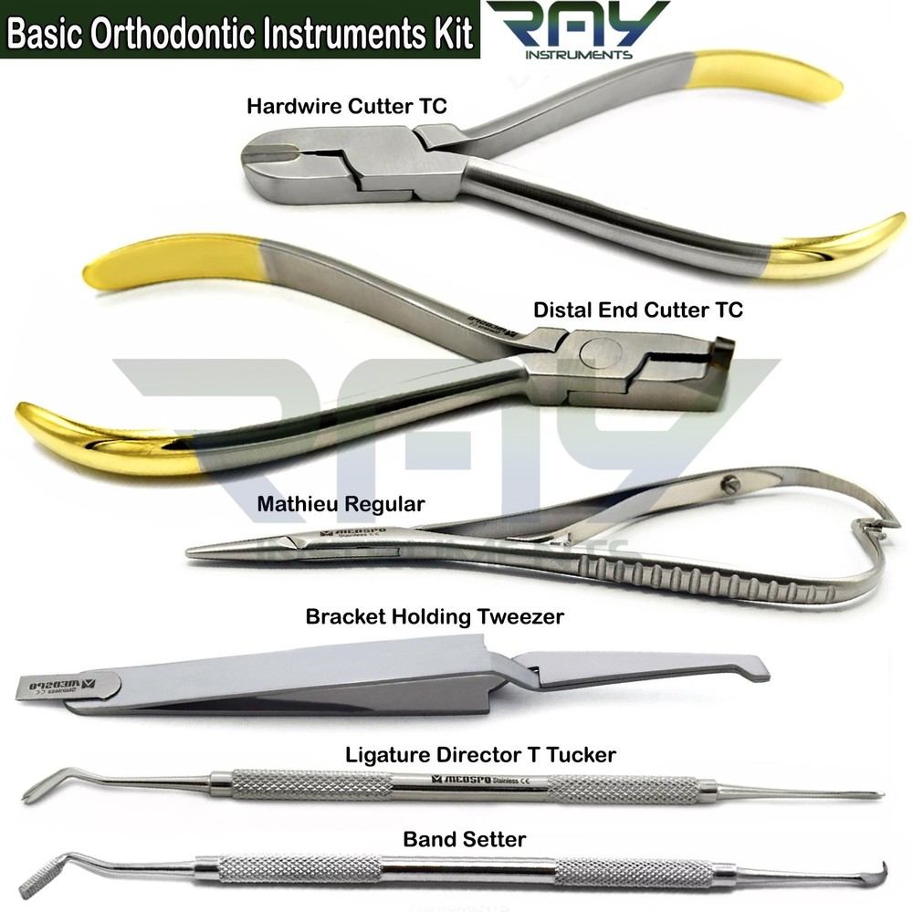 Orthodontic Instruments Kit Ligature Cutter Bracket Tweezers Mathieu Forceps