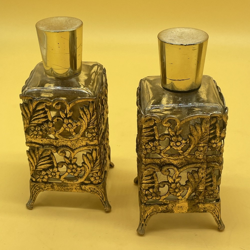 Vintage Regency Styled Vanity Set Trinket Box/2 Cologne Bottles!