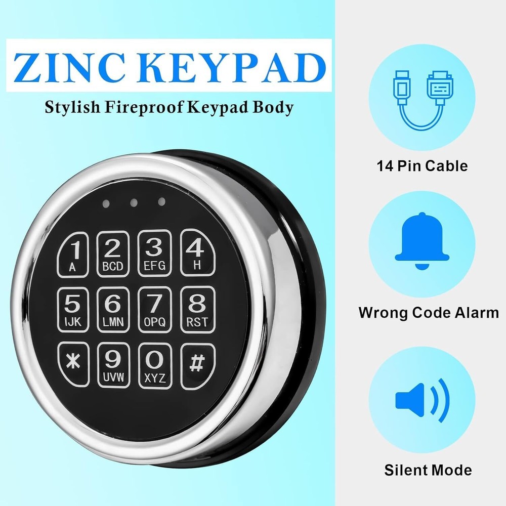Gun Safe Lock Replacement Electronic Chrome Keypad Safe Lock Swingbolt Lock