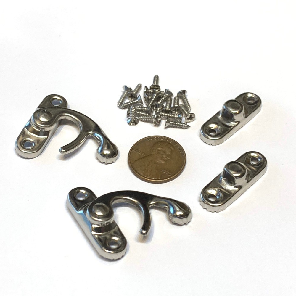 2 Sets Medium Silver latch hook Hinge small Antique wood box Decorative b14