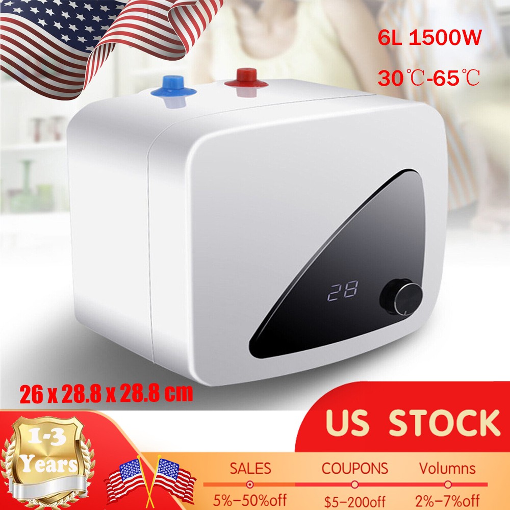 1500W 8L Electric Hot Water Heater 110V Small Compact Tank Bathroom Shower
