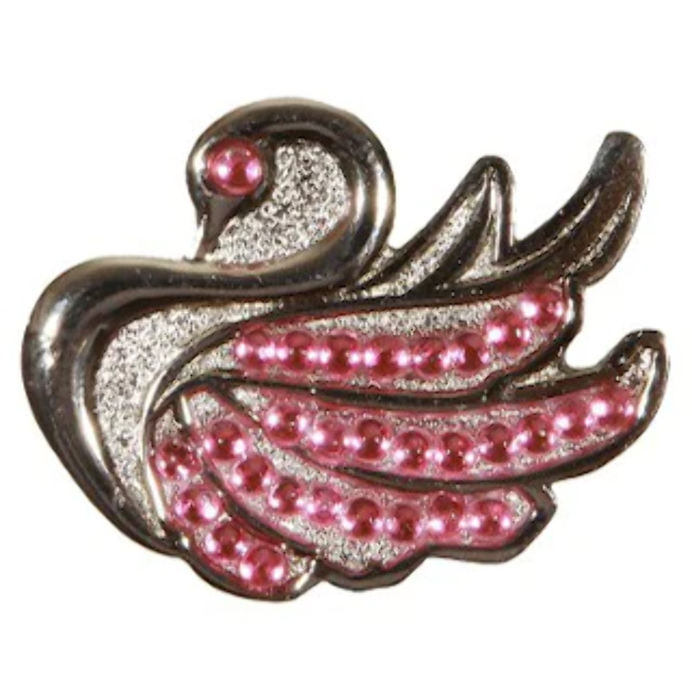 Swan with Pink Crystals Ball Marker
