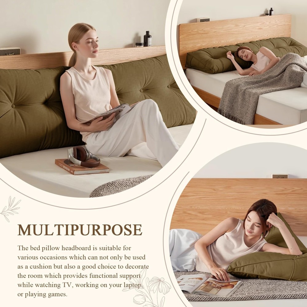DANGHOOGY Headboard Pillow Queen, Large Triangular Wedge Headboard Pillow for...