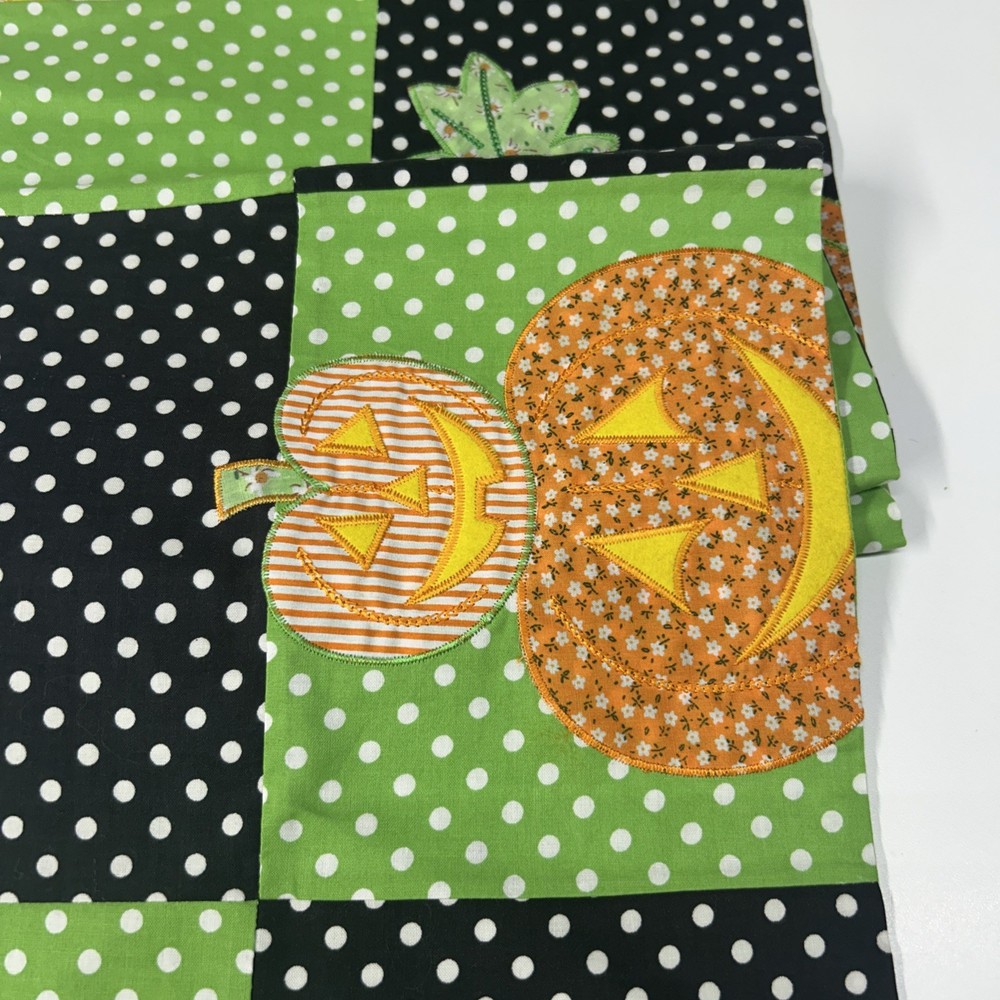 Quacker Factory Patchwork Halloween Pumpkin Leaves Polka Dots Table Runner