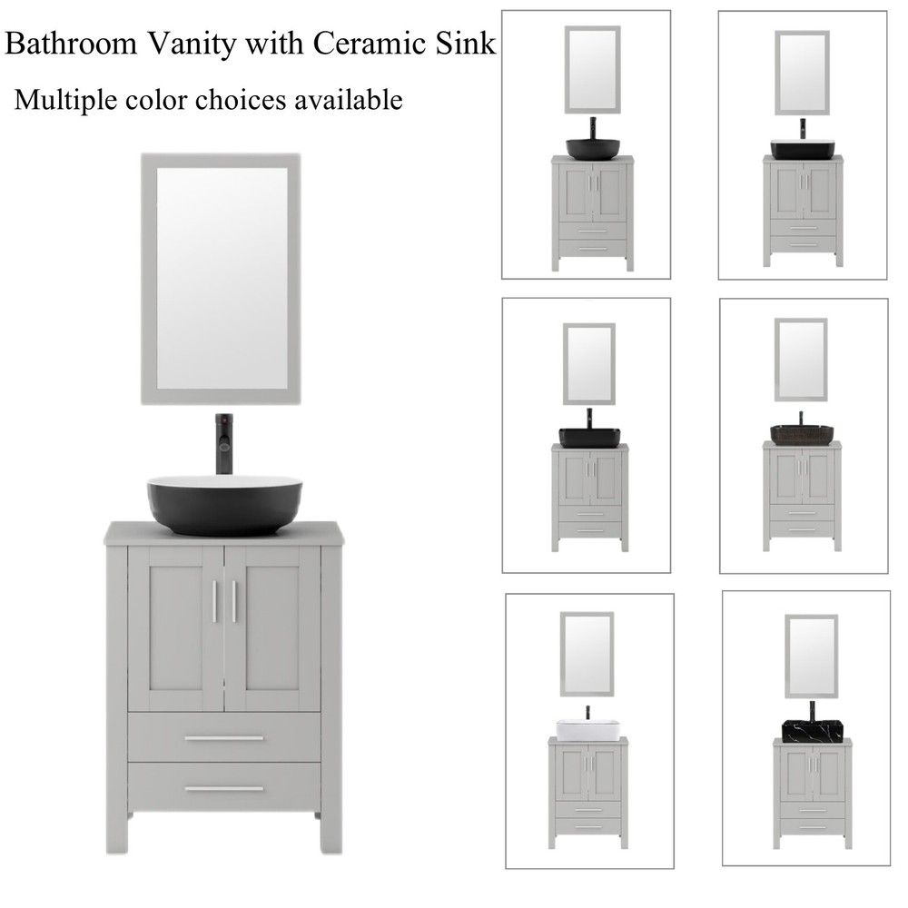 24'' Bathroom Vanity with Vessel Sink with Mirror