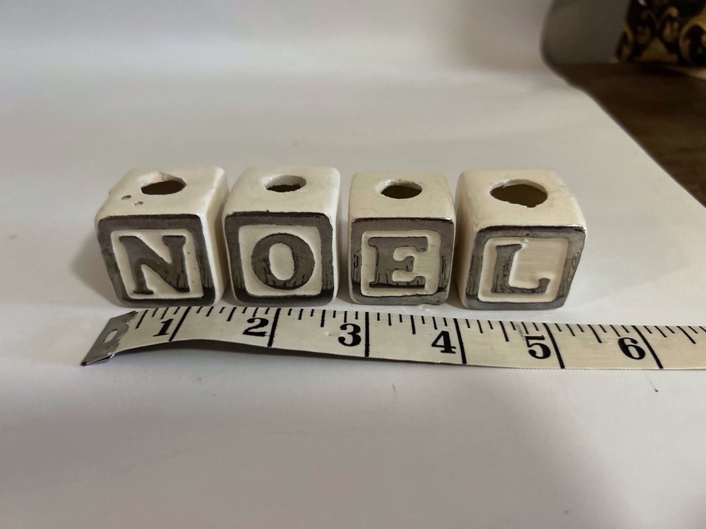 Ceramic “ NOEL” Block Beads For macrame 1” Square