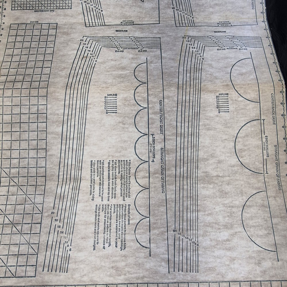 Vintage EZ Pattern Cutting Board 36x72 Sewing Fabric Layout Foldable Grid Lines