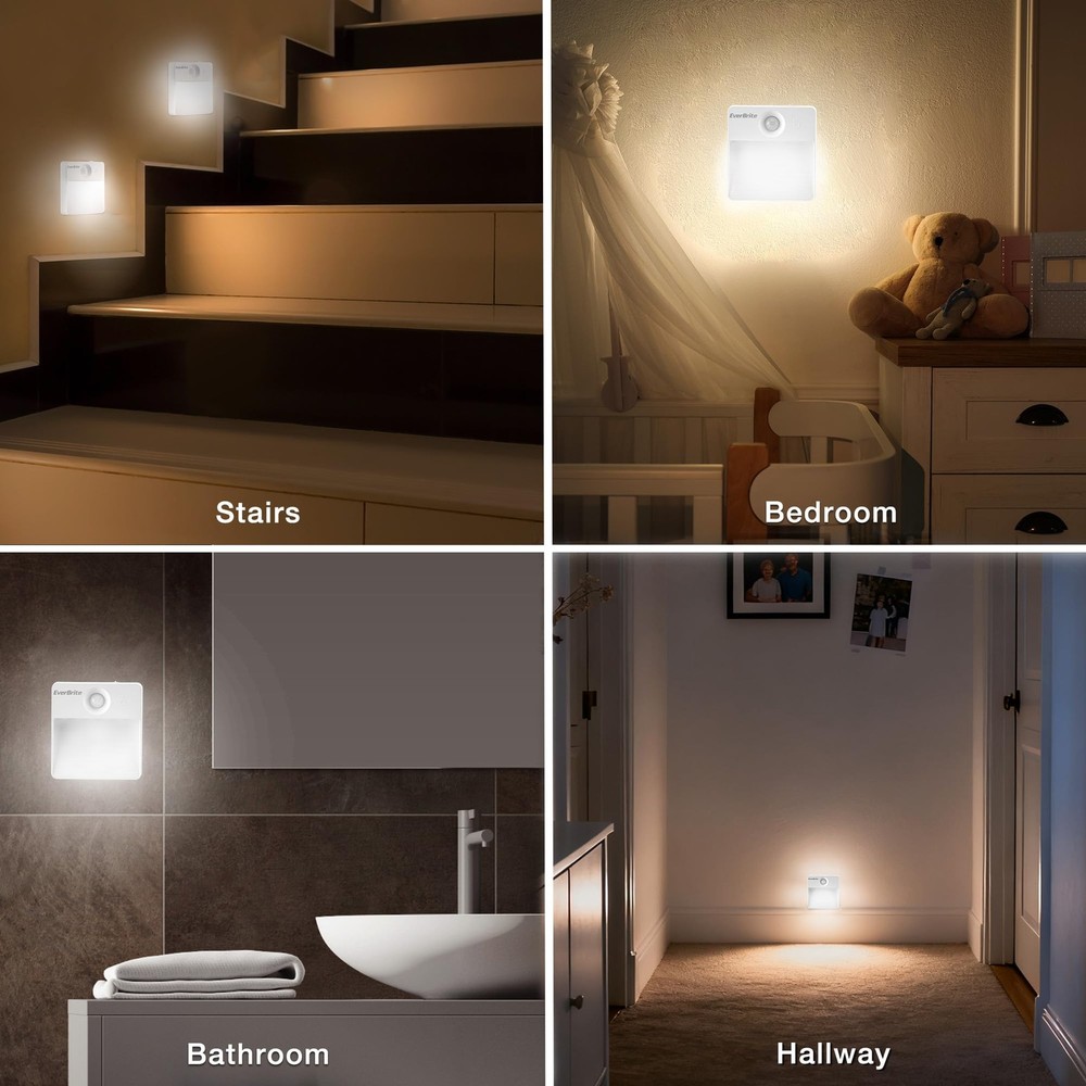 Rechargeable Square Motion Sensor LED Night Light, Motion Activated LED Night...