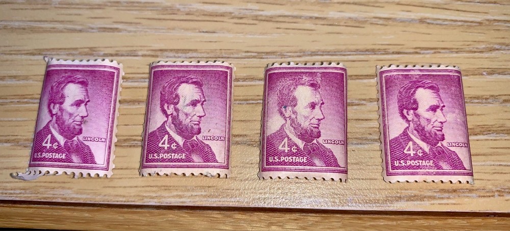 Abraham Lincoln 4 Cent US Postage Stamp Purple