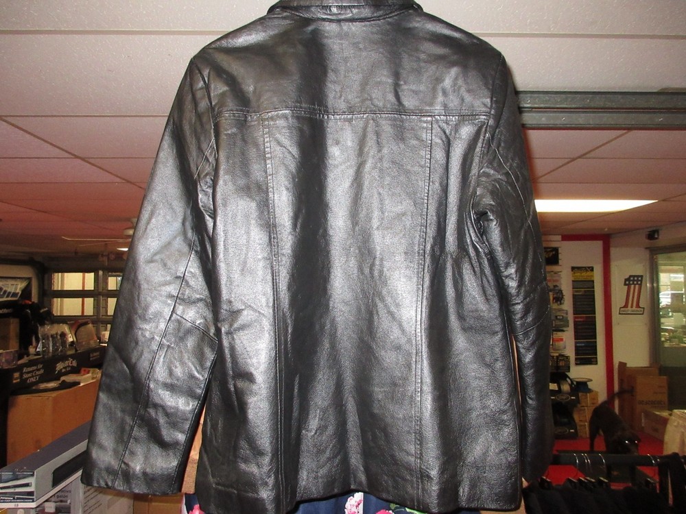 MENS GENUINE PHASE TWO BLACK LEATHER JACKET MEDIUM OUTER APPAREL BIKER JACKET QS