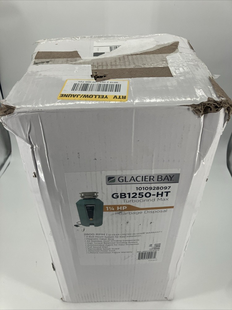 New Glacier Bay GB1250-HT Continuous Feed Garbage Disposal 1-1/4hp