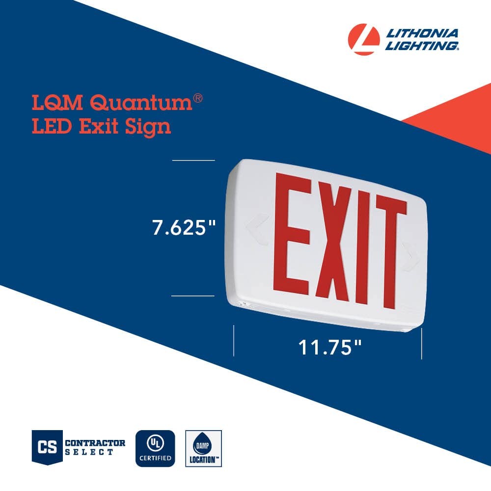 Lithonia Lighting Quantum LED Emergency Exit Sign, Thermoplastic Exit Only Si...