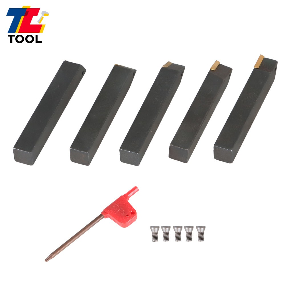 5-Pcs 3/8" Carbide Indexable Turning Tool Lathe Tool Bit With Carbide Inserts