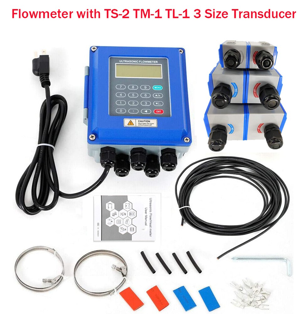 Ultrasonic Liquid Flow Meter Flowmeters With 3 Size Transducer DN25-6000mm