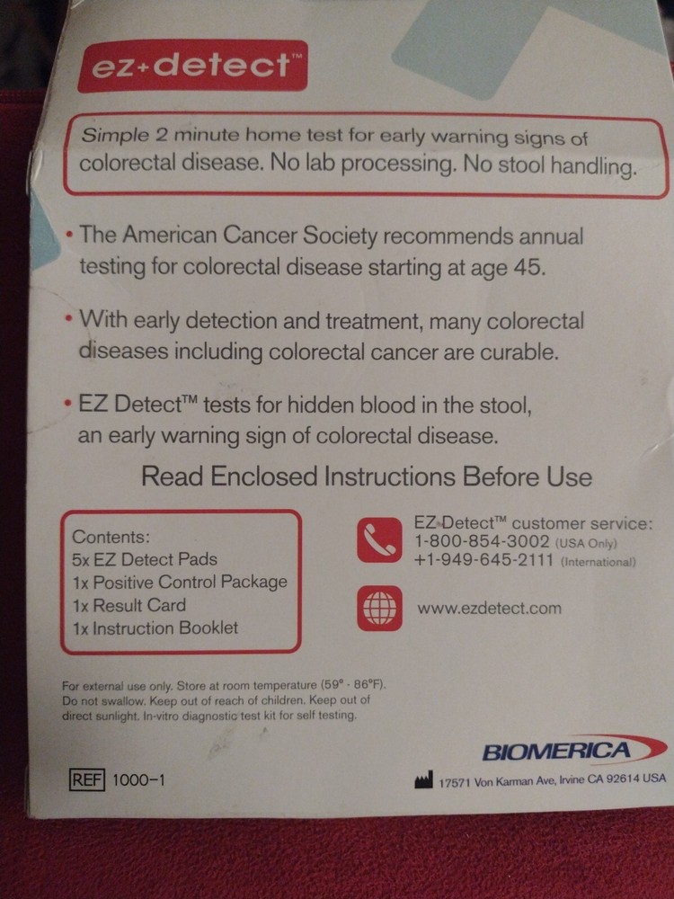 EZ Detect Colon Disease Test Self Test
