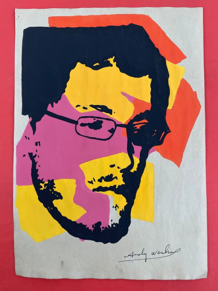Andy warhol Drawing on paper (Handmade) signed and stamped