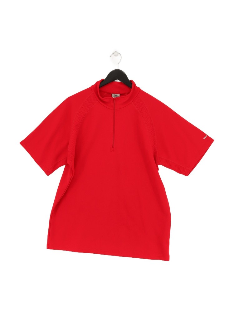 Trespass Men's T-Shirt L Red 100% Polyester High Neck Basic