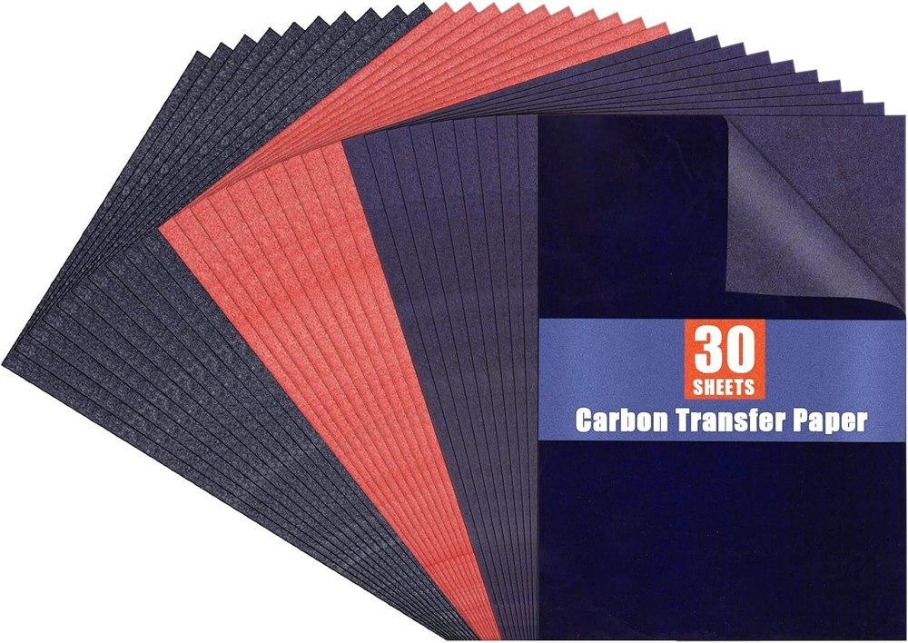 Carbon Paper for Tracing Graphite 10 Sheets Red,10 Sheets Blue,10 Sheets Black