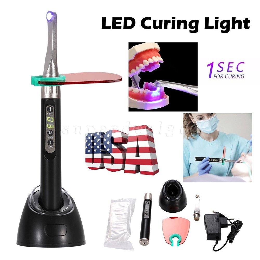 Woodpecker Style Dental iLED Wireless Curing Light Lamp 1 Second Cure Black