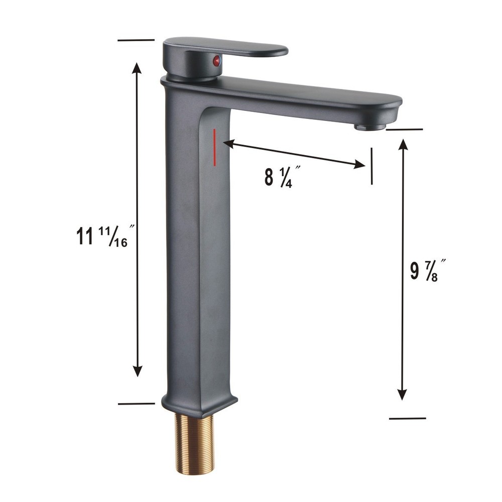 Gray Bathroom Sink Faucet Solid Brass