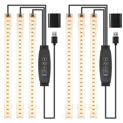 Full Spectrum LED Grow Light Strips for Indoor Plants - Timer & Dimmable 3 Head