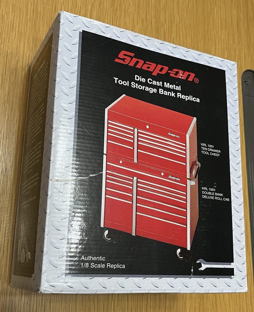 Snap-On Tools Die Cast Metal Tool Storage Box Bank 1/8 Scale With Box