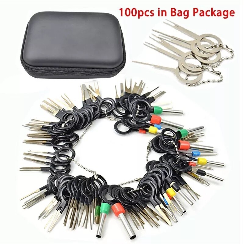 100Pc Pin Ejector Wire Extractor Terminal Auto Removal Puller Connector Kit Tool