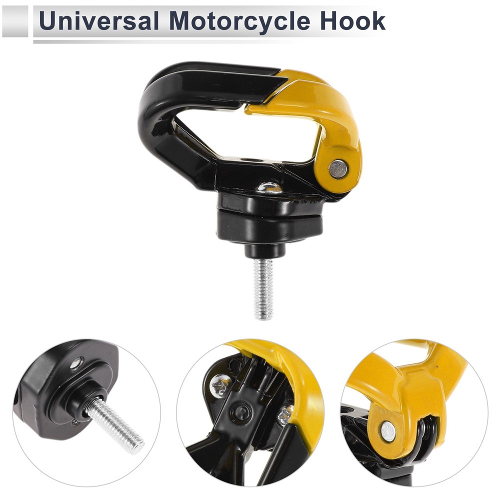 Butterfly Hook Opening-Closing Double Motorcycle Hook 1pc Black Yellow