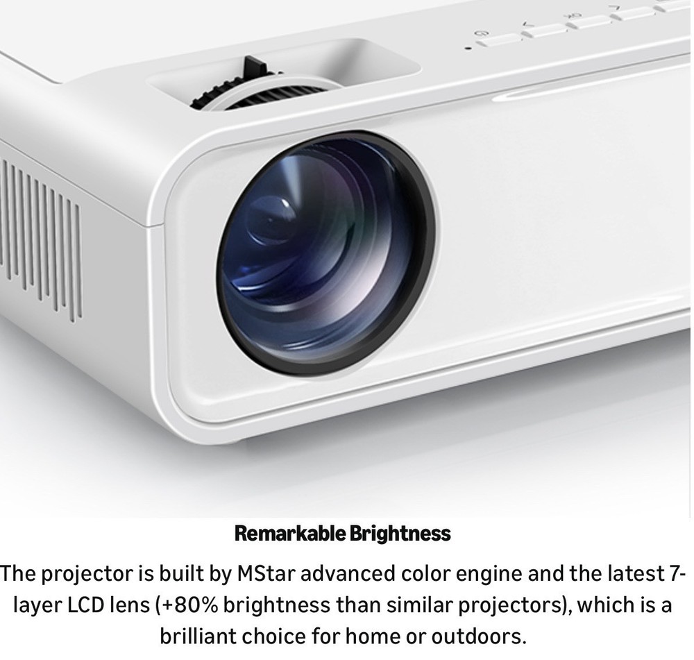 1080P Portable Mini Projector, Compatible TV Stick/HDMI/USB/PS5/iOS/Android