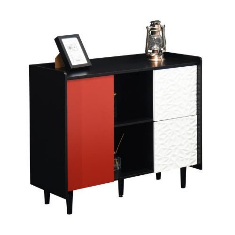 Sideboard Buffet Storage Cabinet Coffee Console Bar Table W/ Red Doors,2 Drawers