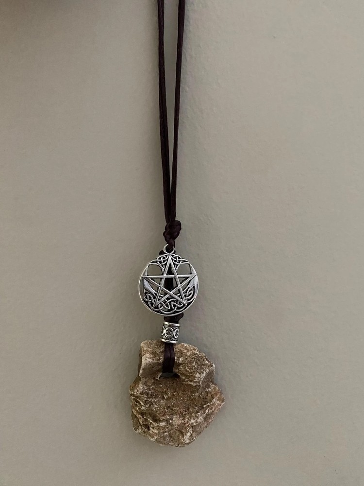 Hag Stone Pentacle Wall Hanging, Protection Amulet
