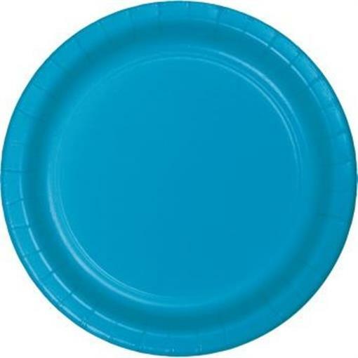 Turquoise 7" Paper Plates 24 Per Pack Tableware Decorations Party Supplies