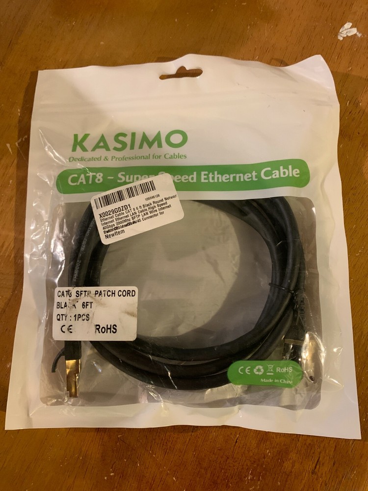 Open Package - Kasimo CAT8 Super Speed Ethernet Cables  6  Ft.