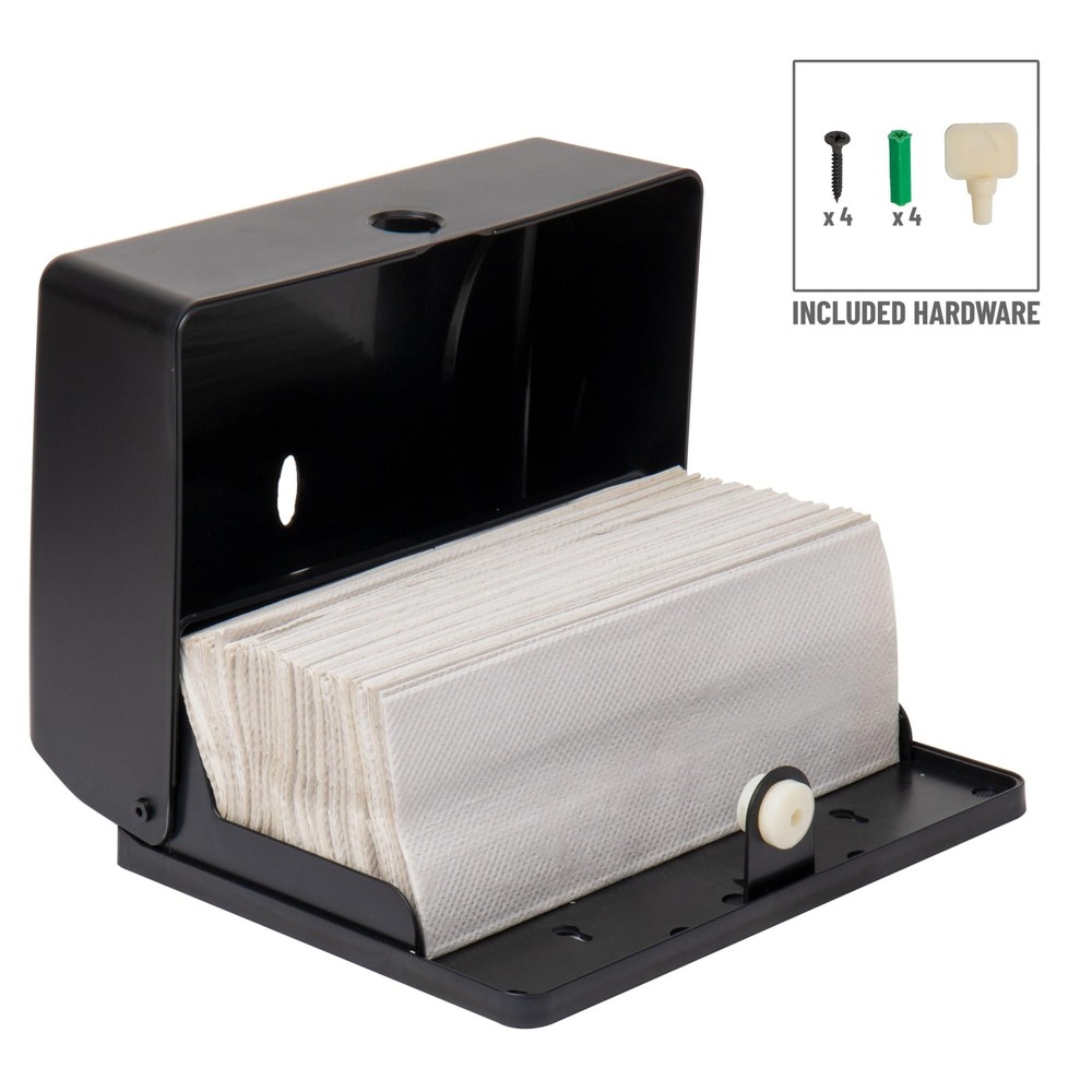 Mind Reader Tri-Fold Paper Towel Dispenser for Restroom Wall Mount Black