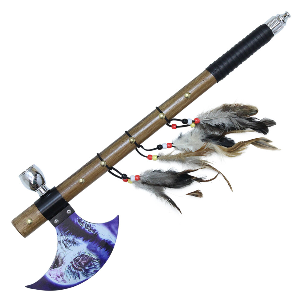 New 19" Chief Native American Tomahawk Hatchet Replica Axe Functional Peace Pipe