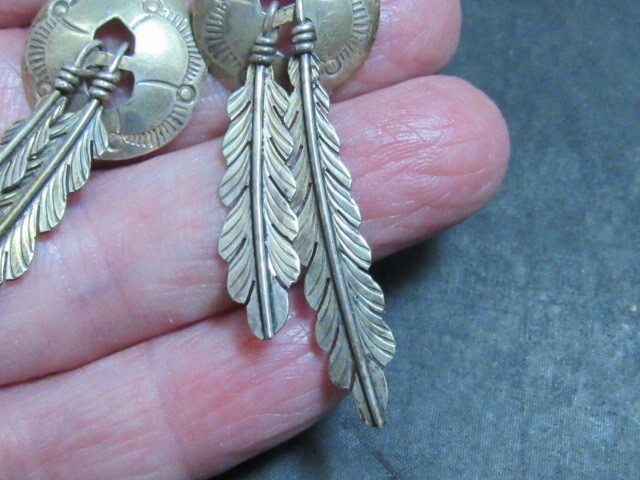 native american sterling silver earrings feather design