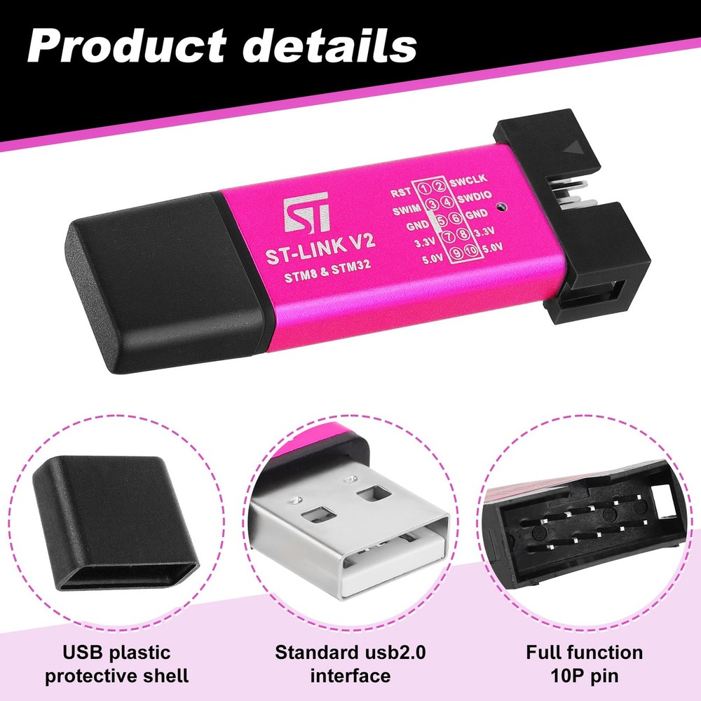 ST-Link V2 Emulator Downloader Programmer Fits STM8 STM32 Series Chip Debug