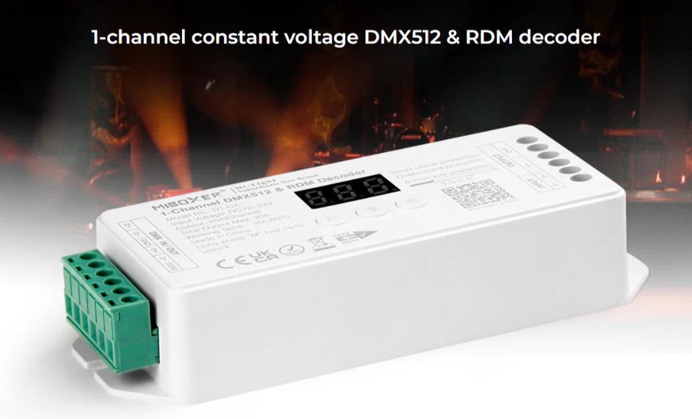 Miboxer DMX512 1-Channel Constant Voltage DMX512 & RDM Decoder