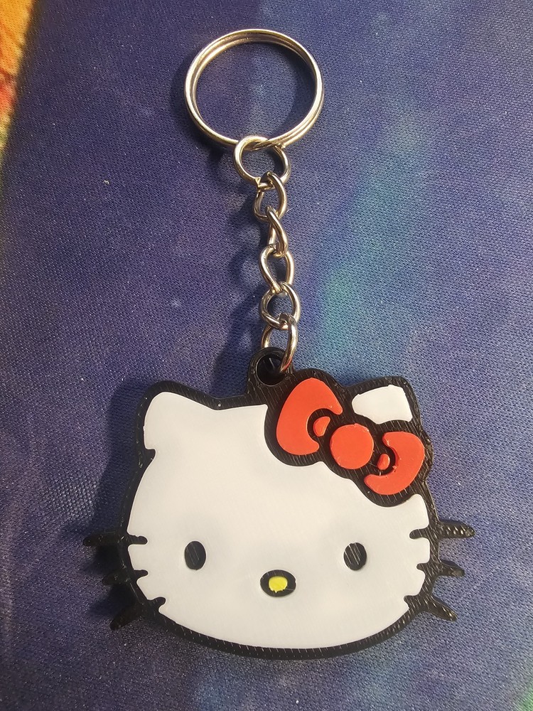 3D PRINTED HELLO KITTY KEYCHAIN NOSTALGIA FUN FOR ALL KAWII