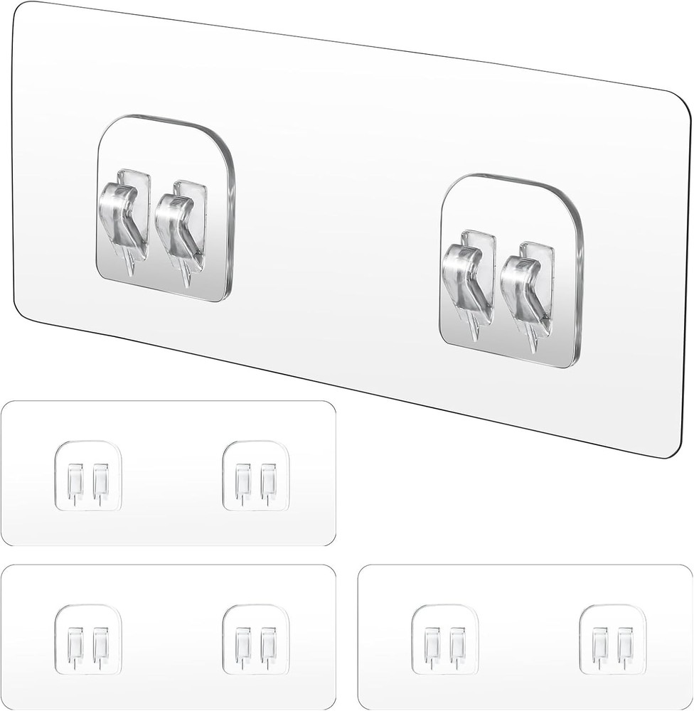 4 Pack Shower Caddy Adhesive Replacement, Strong Adhesive Sticker Hooks for Corn