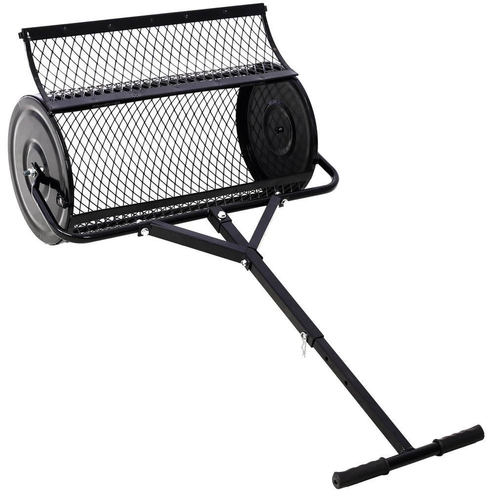 Heavy Duty 24in Peat Moss Compost Spreader T Handle Mesh Roller