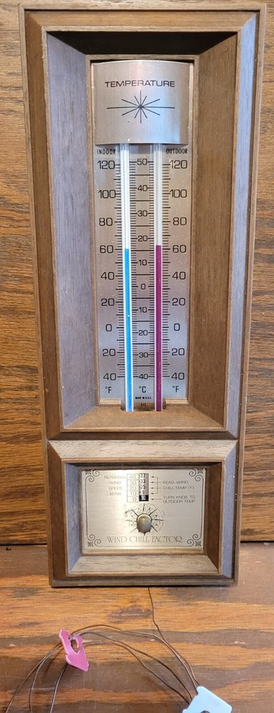 Working Vintage Mid Century Barometer Temperature wind chill Factor calculator
