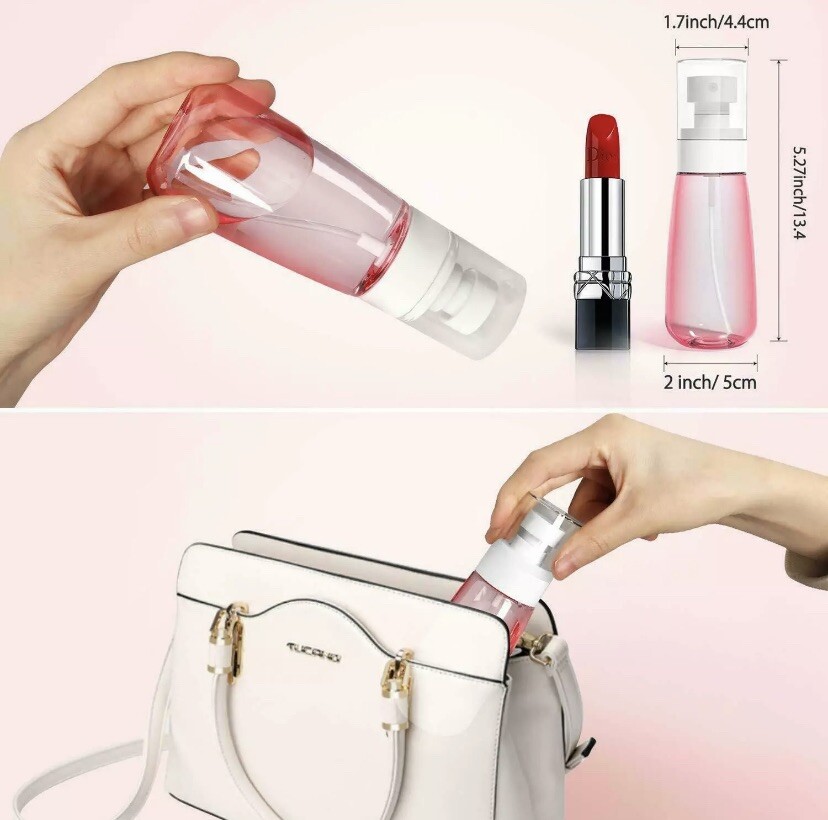 6Pc Small Plastic Fine Mist Spray Bottles Mini Empty Travel Bottles 3 Sizes