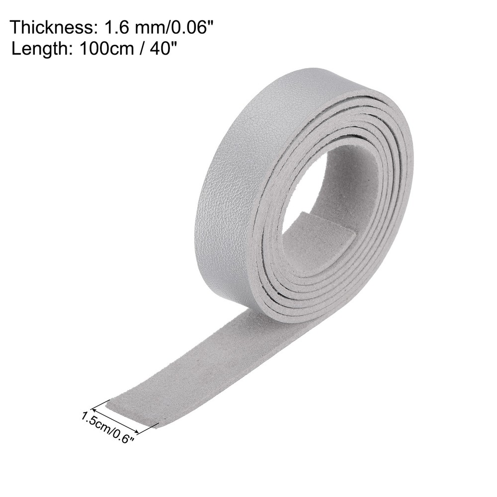 Leather Straps Strip Belt 1.5cm(0.6" Width) Leather Strips Silver