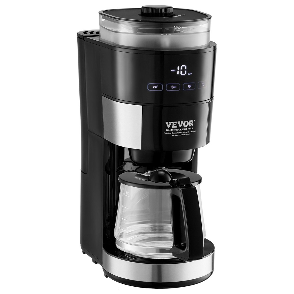 Coffee Maker with Grinder, 10 Cup Coffee Machine, Grind and Brew Coffee Maker wi