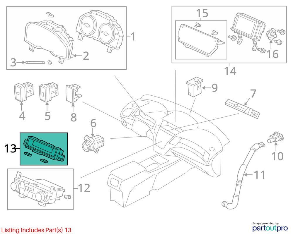 Information Screen Dash Display Screen Base Lower Fits 13-18 RDX 967945