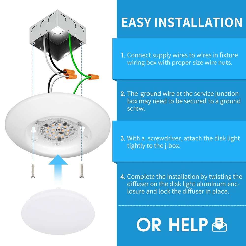 ECOELER 4 Inch LED Disk Light, Dimmable Flush Mount Ceiling 3000K, White