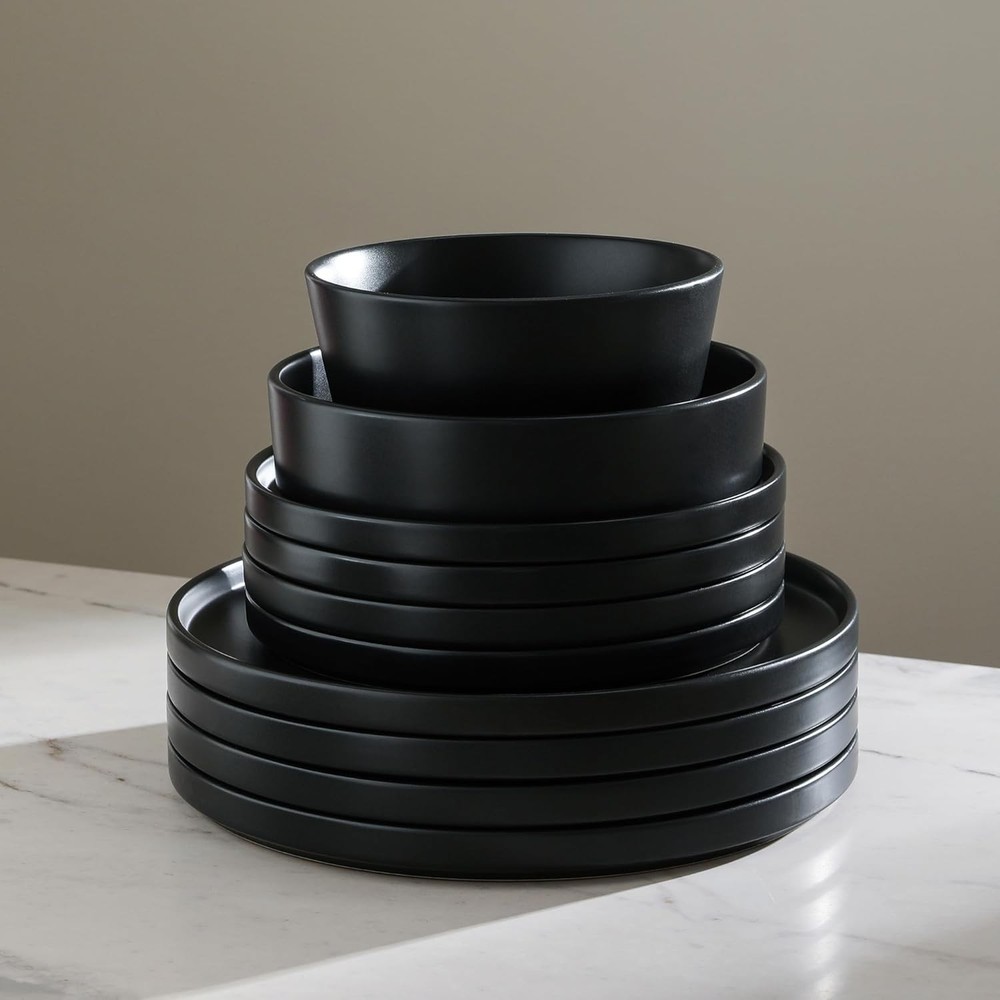 Celina Modern Stoneware 16-Piece Dinnerware Set Cereal & Dinner Bowls Dinner