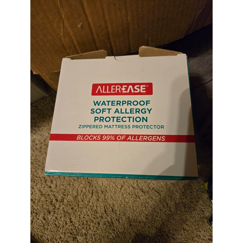 Allerease Queen Waterproof Zippered Mattress Protector Allergy Protection White