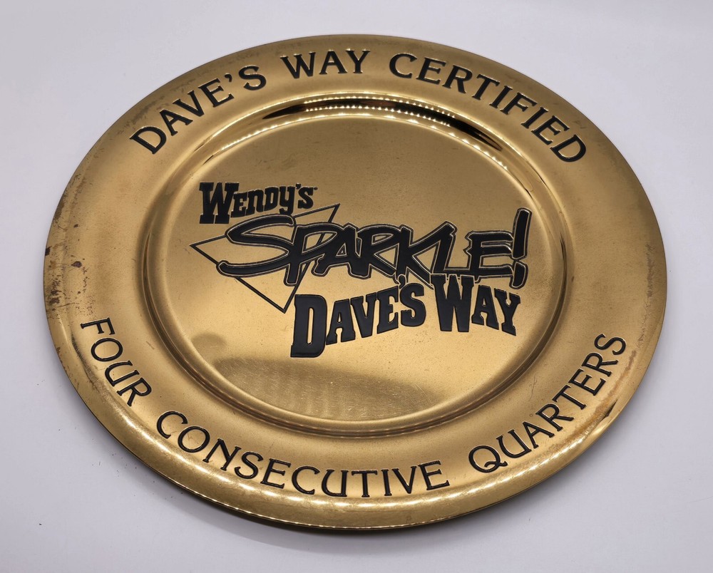 Vintage Dirilyte Solid Bronze plate Award Wendy's Sparkle Daves's Way Certified